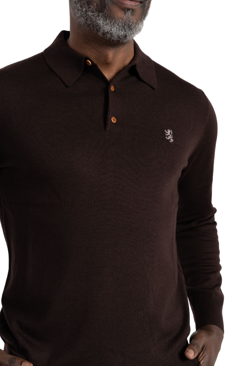 Pringle Gary Merino Knitwear Brown Golfer Sweater