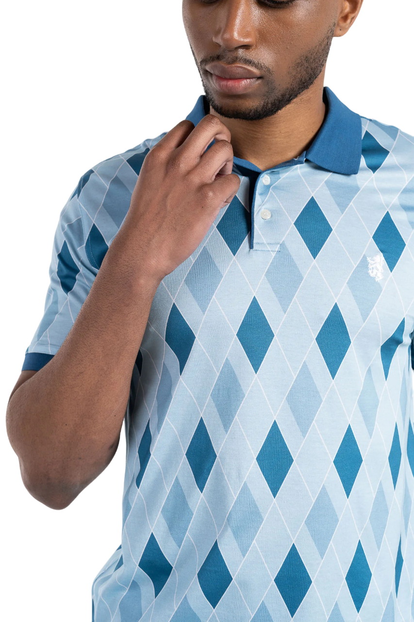Pringle Teal Argyle Double Mercerized Golfer