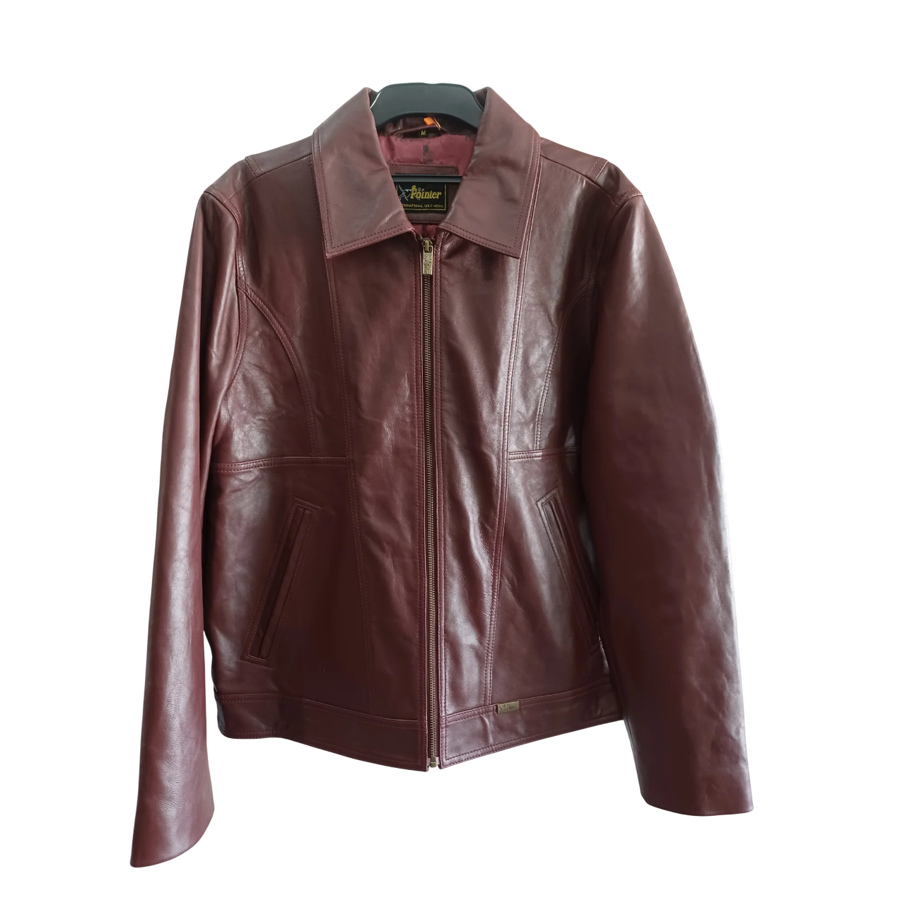 Pointer Original Leather Bunny Zip Burgundy Jacket