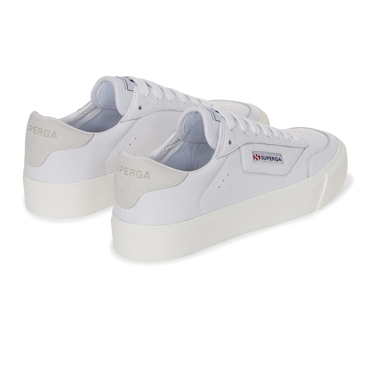 SUPERGA Leather White Court Avorio Sneaker