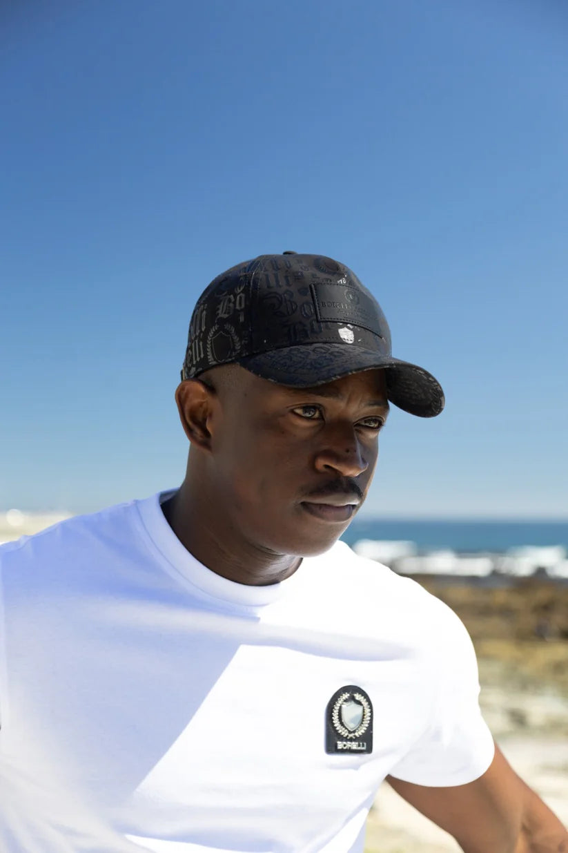 Borelli Black Ugoline Printed Peak Cap