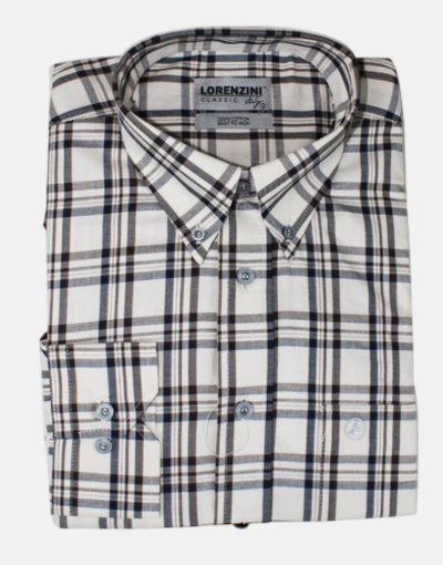 LORENZINI Cream Checkered L/S Shirt