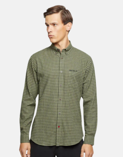 Pringle LS Olive Check Shirt Classic Fit