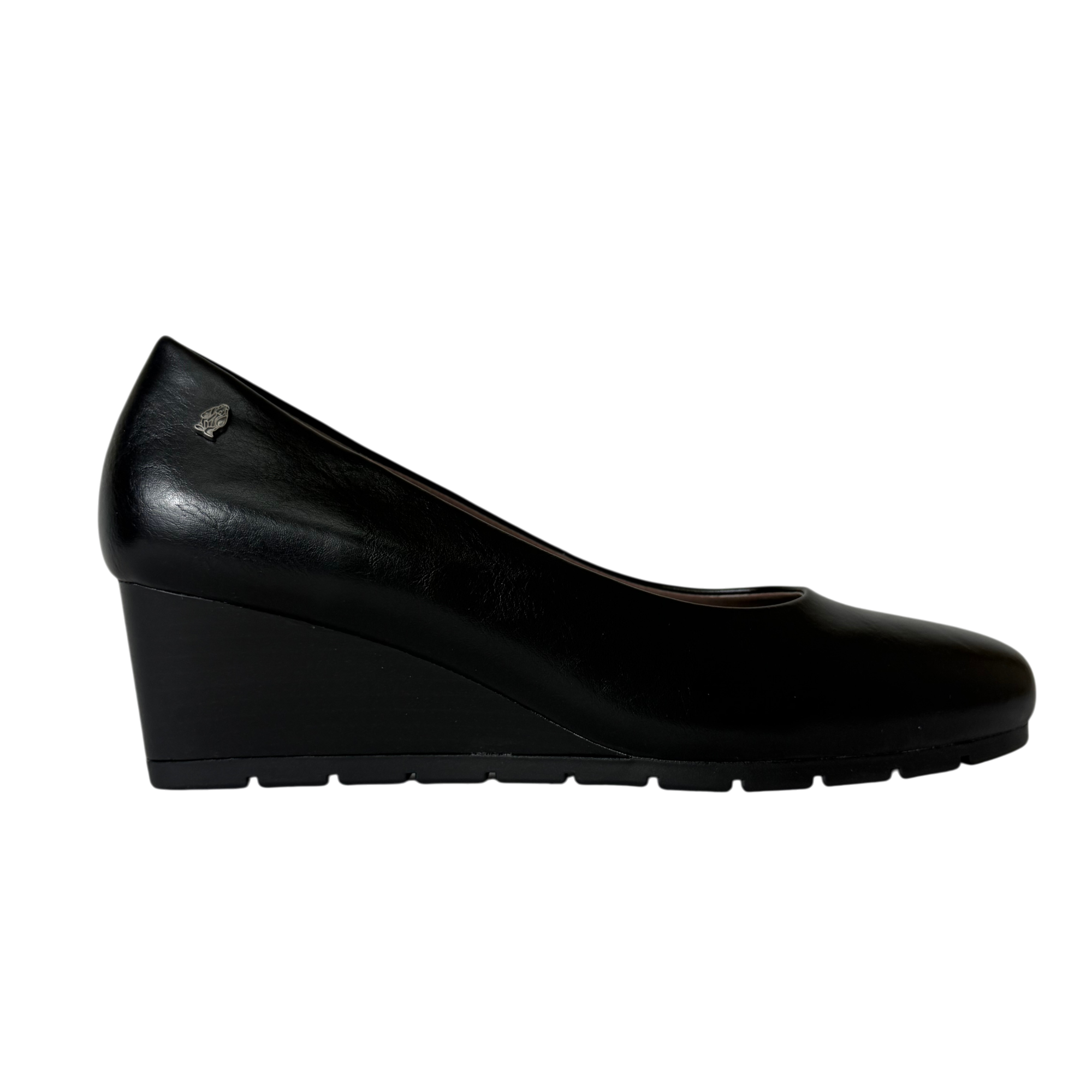 Hush Puppies Black Wedge Court Shoe