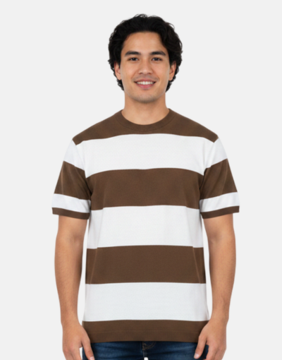 KNITWEAR SS BROWN STRIPE