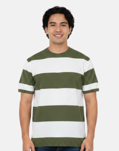 KNITWEAR GREEN STRIPE T-SHIRT