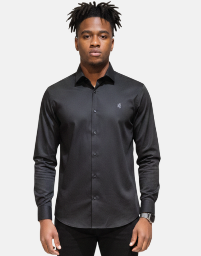 Pringle LS Black Tailored Slim Fit Shirt