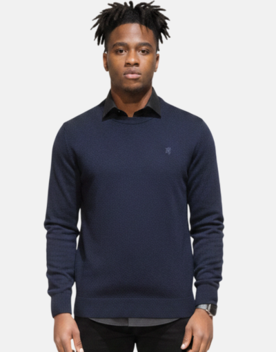 Pringle Navy Lambswool Crew Neck Sweater