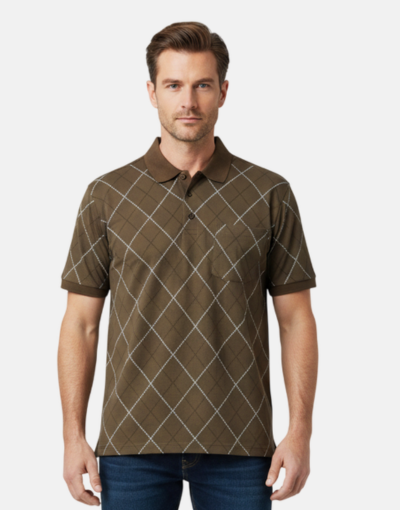 Pringle Stone Brown Diamond Argyle Double Mecerized Golfer