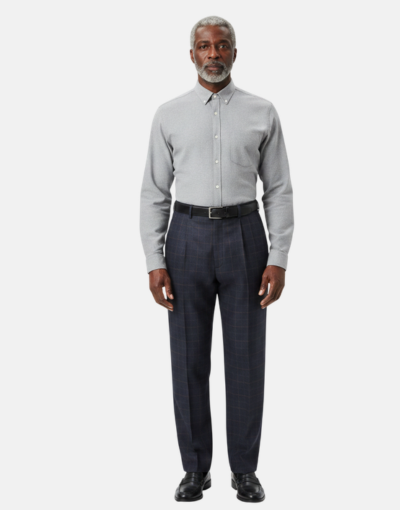 Navada Charcoal 2 Pleat Check Trouser