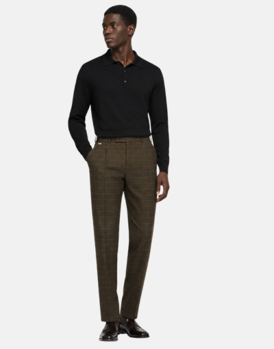 Navada 2 Pleat Executive Brown Trouser