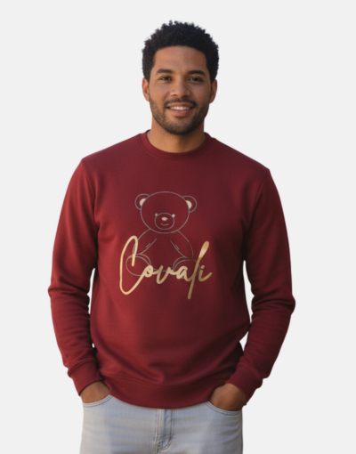Covali Vitrala Bear Burgundy Sweater