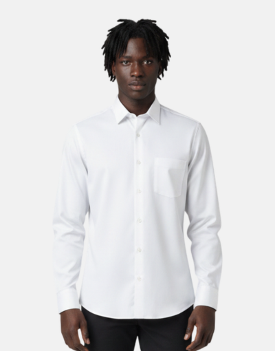 Rossini Plain White Reg LS Shirt