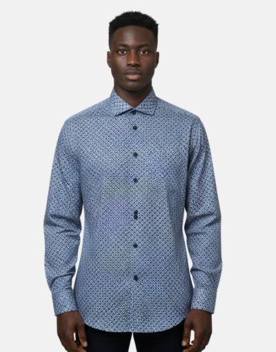 ROSSINI LS Navy Paisley Pattern Shirt