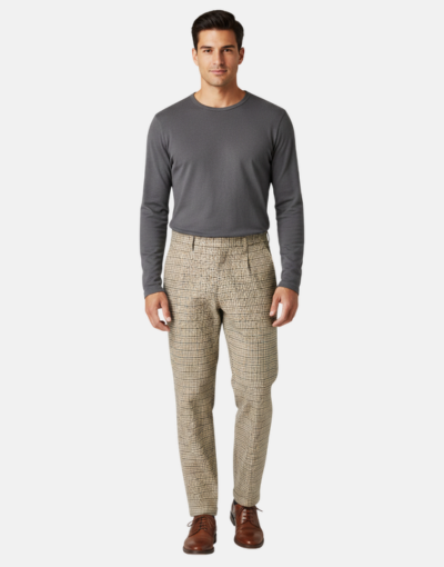 CABLE GENTS CHECK REGULAR FIT TROUSER