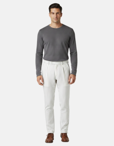 Off-White Grey Pinstripe Formal Trouser