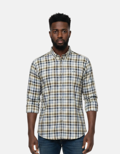 Cable LS Sky Blue Khaki Check Shirt