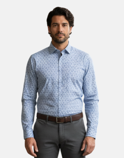 Lorenzini LS Sky Paisley Blue Shirt