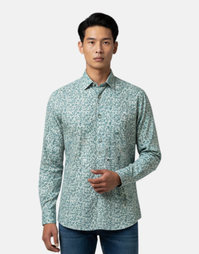 Lorenzini LS Denim Blue Pattern Shirt