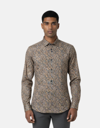 Florsheim Geo Paisley LS Taupe Shirt