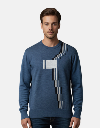NEW GENTS Blue Crew Neck Knitwear