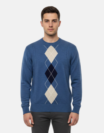 NEW GENTS Blue Argyle Knitwear