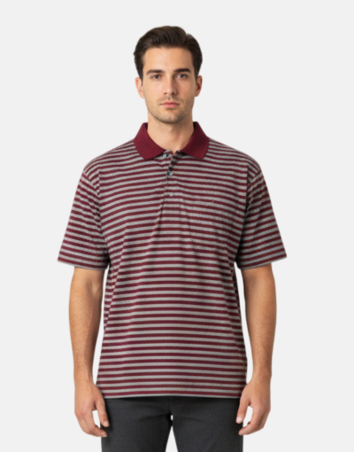 Benny J Red/grey Stripe SS Golfer