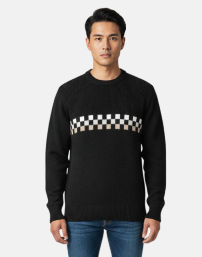 Grant of Scotland Color Block Black LambsWool Knitwear