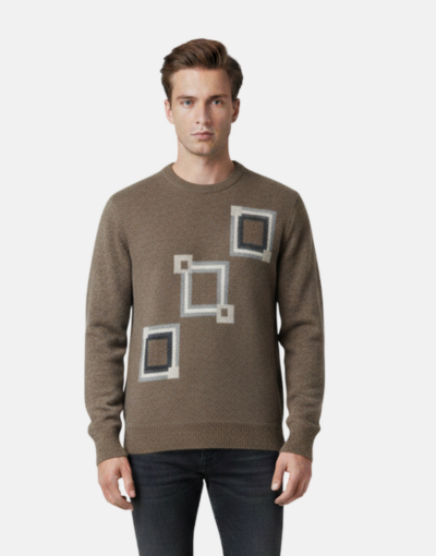 Grant Of Scotland LambsWool Khaki Knitwear Jersey