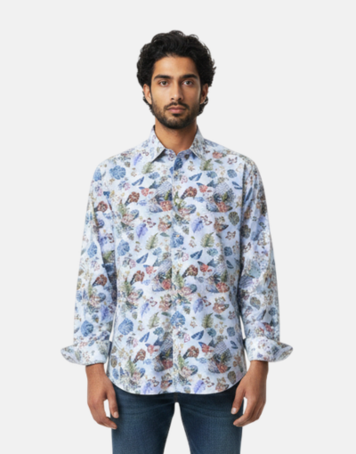 Zuccino Italy Powder Tailored Floral LS Shirt