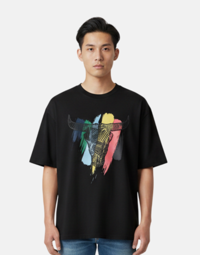 Stephan Kings Nkuni Horn Zulu Paint Black T shirt