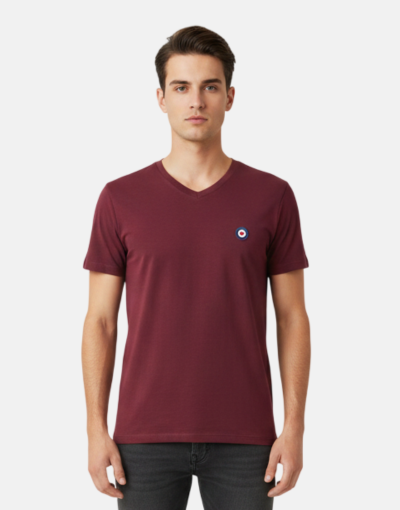 Stephan V Neck Burgundy Tee