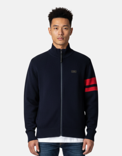 Stefano R Italian Navy Zip Knitwear Jersey