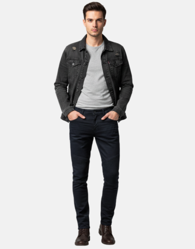 Cutty Gary Black/Navy Wax Skinny Jeans