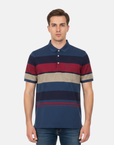 KG Maroon Navy blue Striped Golfer