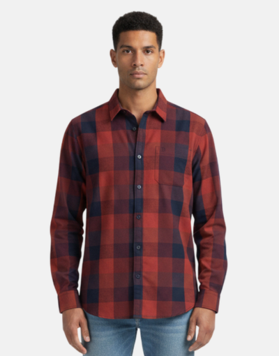KG Burgundy Slim Fit Check Shirt