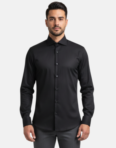 Viyella Mens Formal Plain Black LS Shirt