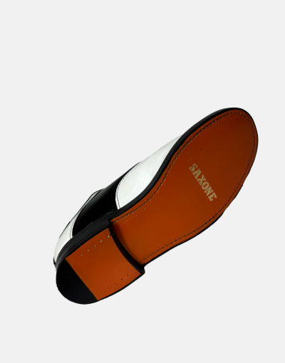 Saxone of Scotland Pepsi Leather Black/White Shoe