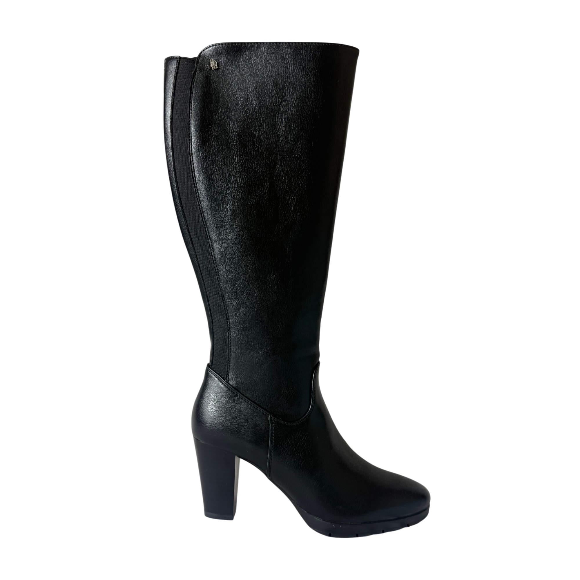 Hush Puppies Montana Black Knee-High Heeled Boots