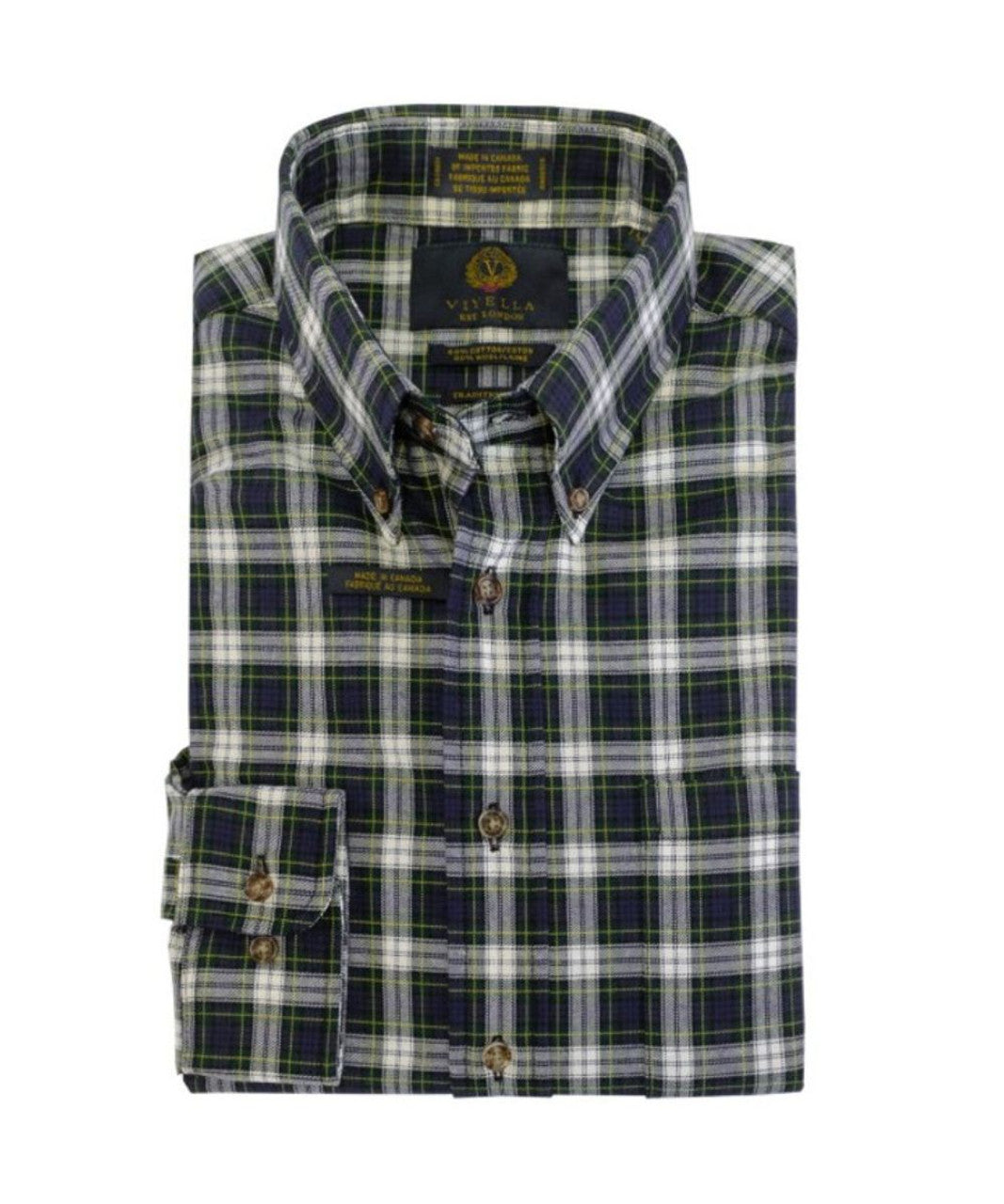 VIYELLA London Flannel MONATIC LS Navy Check Shirt