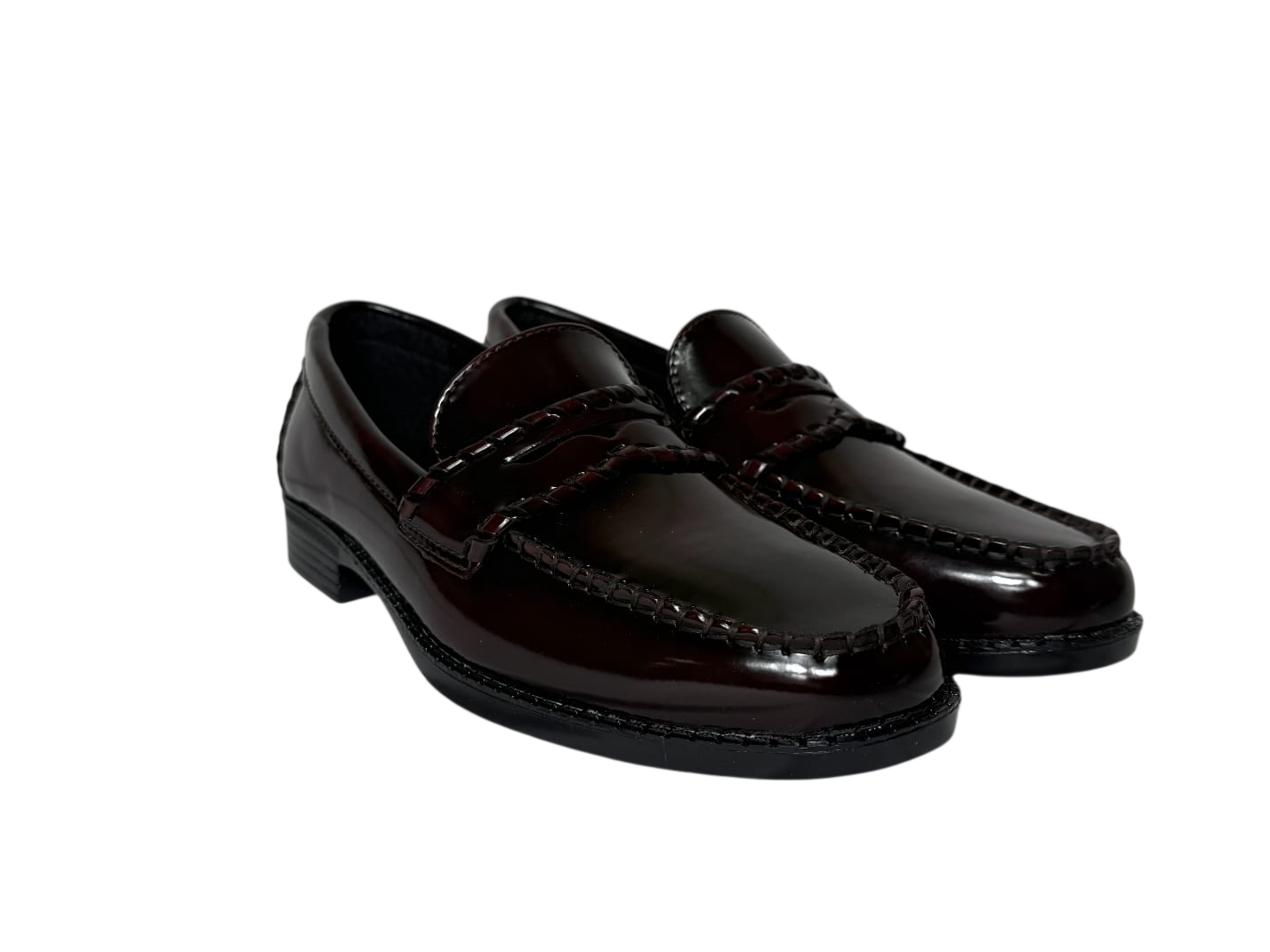 P Crouch & Co Burgundy Hi Shine Moccassin