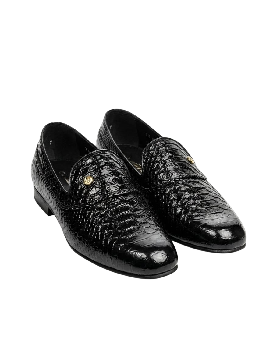 John Drake Leather Black Mocassin