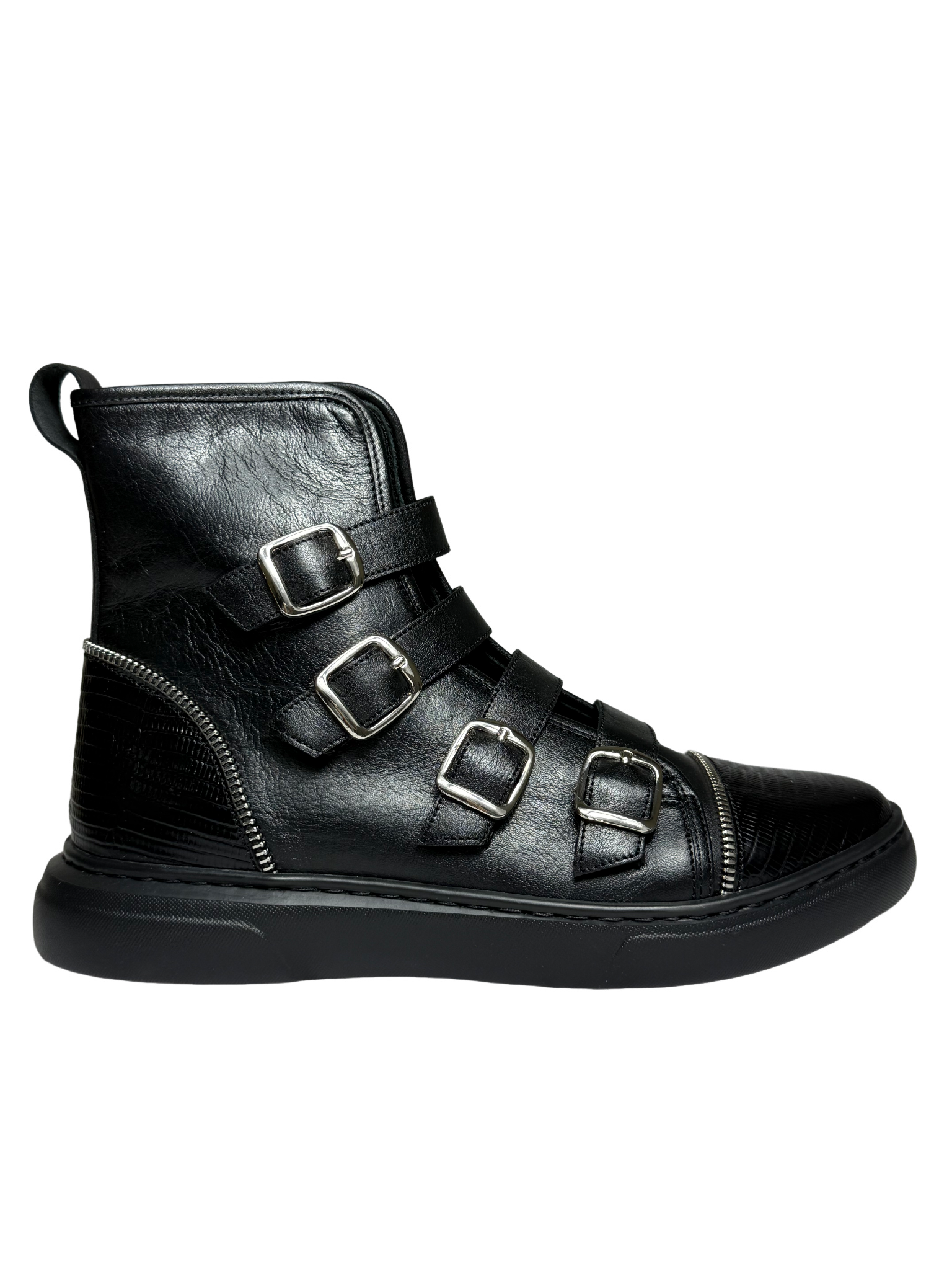 Gian Luca Italian Leather Black Monk Strap Boot