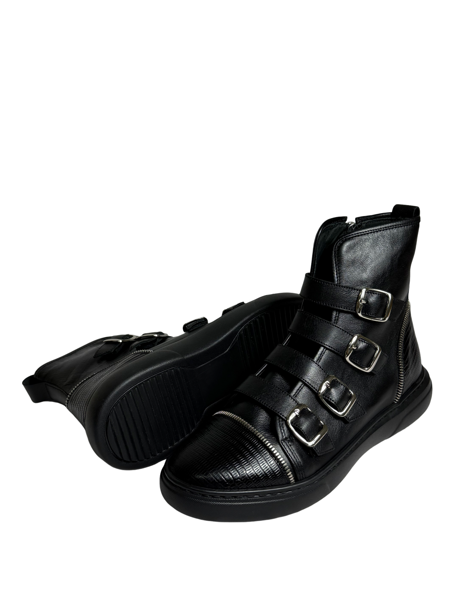 Gian Luca Italian Leather Black Monk Strap Boot