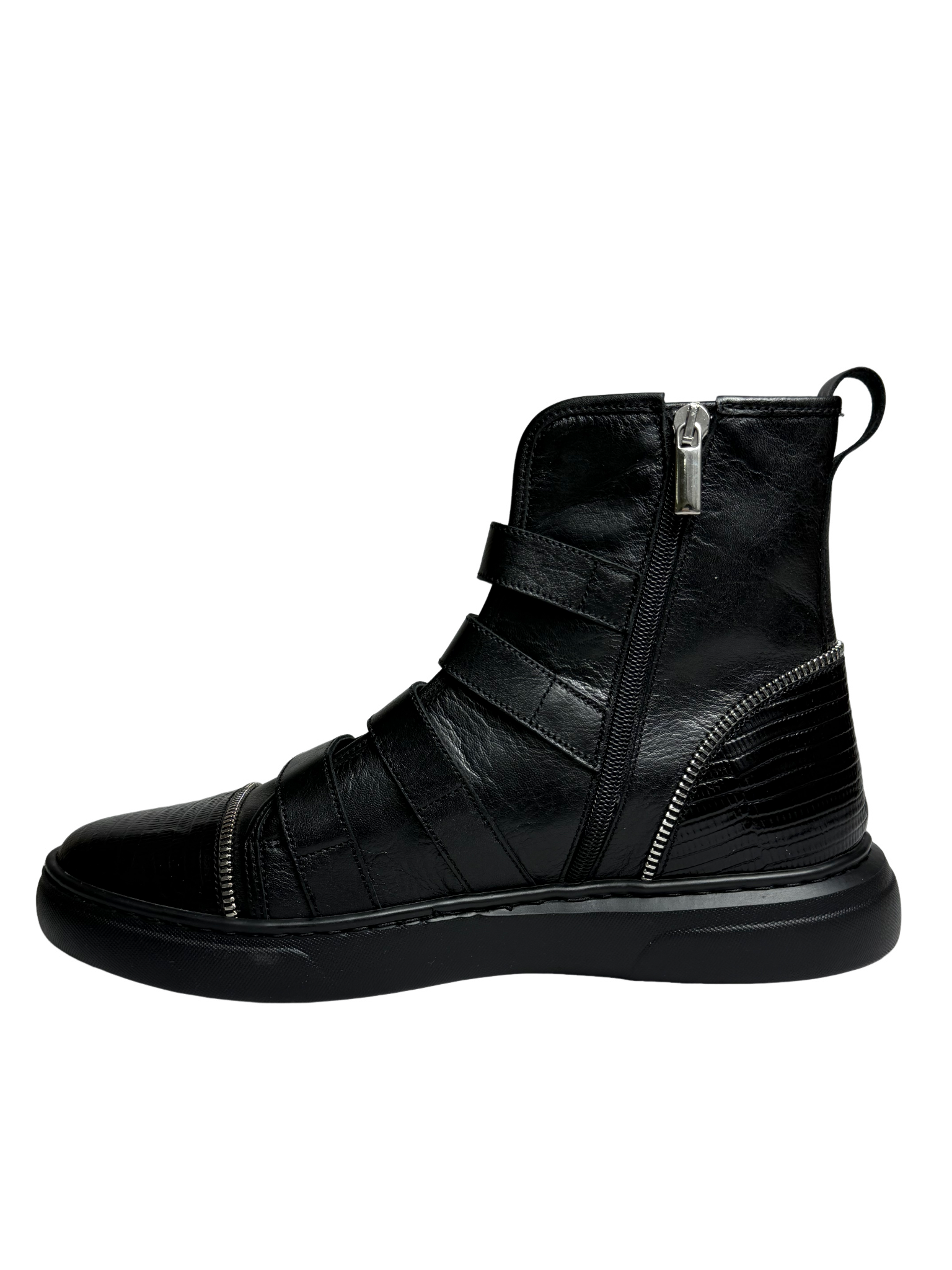 Gian Luca Italian Leather Black Monk Strap Boot