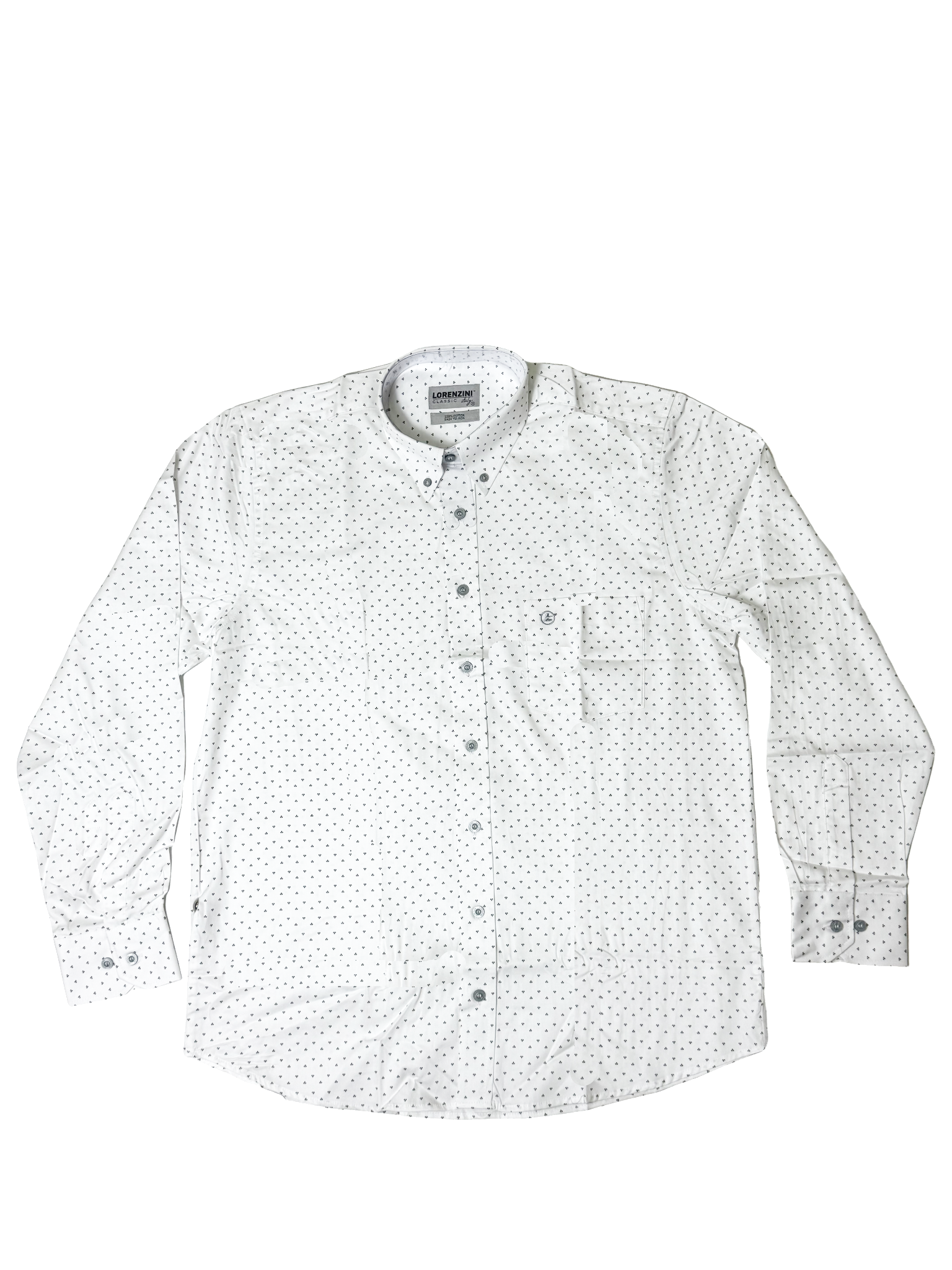 Lorenzini White Micro Print LS Shirt