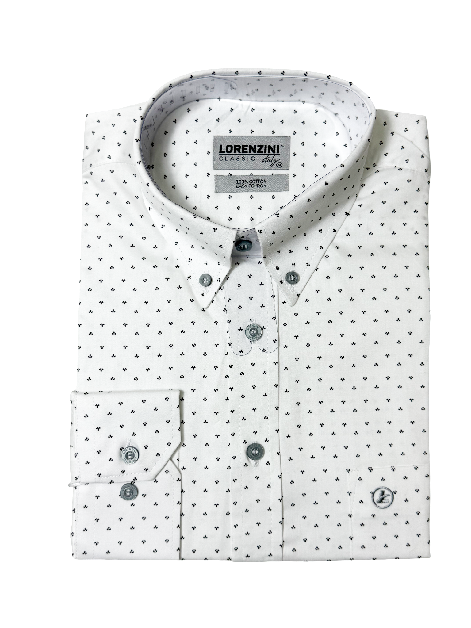 Lorenzini White Micro Print LS Shirt