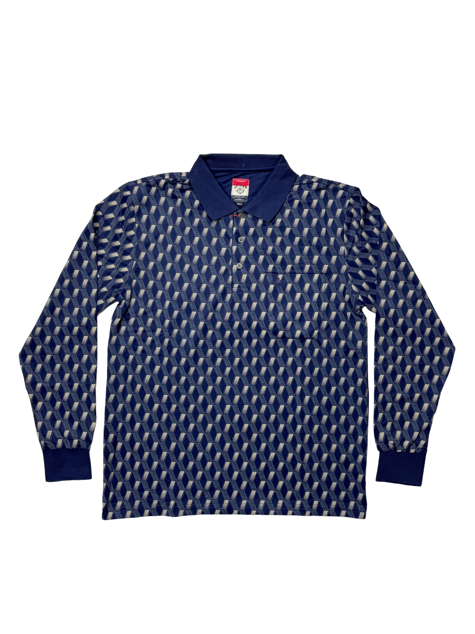KG Navy Traditional Block Pattern LS Golfer
