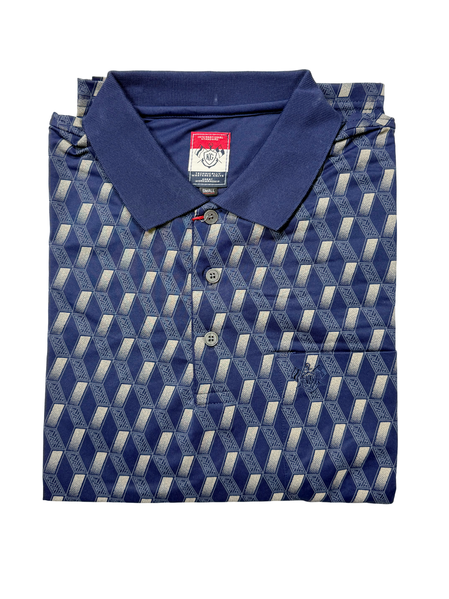 KG Navy Traditional Block Pattern LS Golfer