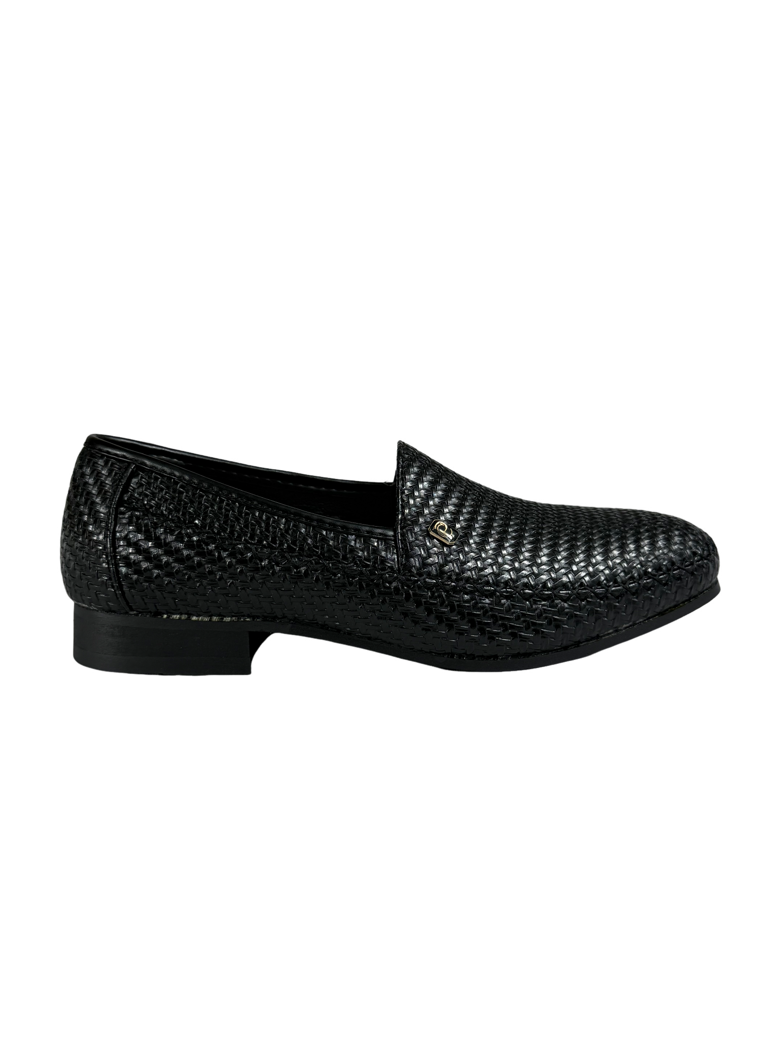 P CROUCH & CO Black Basket Moccasin